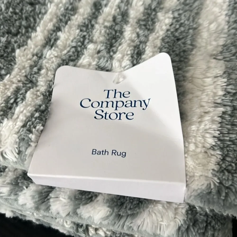 The Company Store Plush Spa Stripe Bath Rug | Dark Seaspray 21x34 New